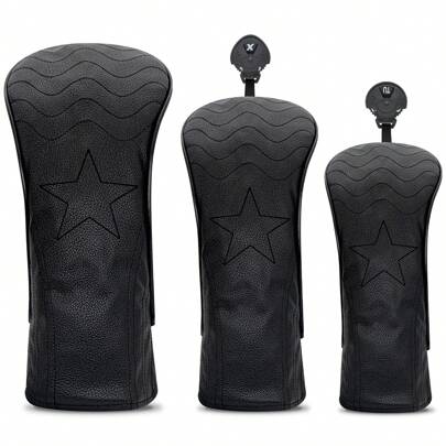Classic Black Star Design Wooden Putter Head Cover - Premium Durable Golf Accessory | Ideal For Young Golf Enthusiasts & Classic Style Seekers