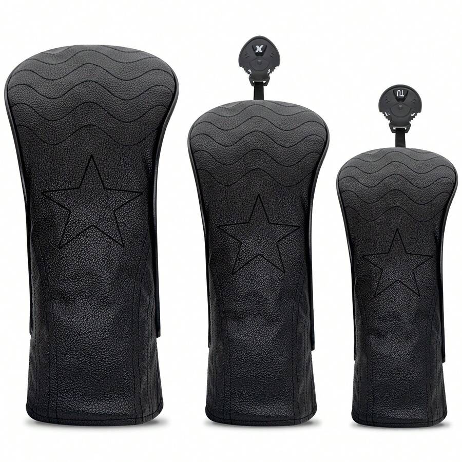 Klasyczny, czarny pokrowiec na główkę puttera z drewna w kształcie gwiazdy – wytrzymały dodatek golfowy klasy premium | Idealny dla młodych entuzjastów golfa i miłośników klasycznego stylu - Czarne - Zobacz 1