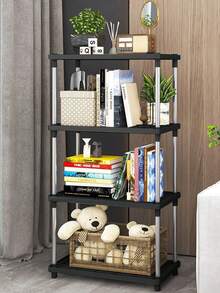 2/4 Tier Multifunctional Storage Rack, High Capacity Thick, Multi-Layer Storage, Space Saving, Sturdy Easy Installation, Suitable For Kitchen, Bathroom, Bedroom, Office, Garage | Open Shelving And Enclosed Cabinet, Bathroom Storage Accessories And Space Saving Design, Storage Rack, Organizing Shelf - Black - View 3