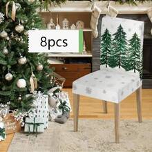 1/4/6/8 Stücke Set, modische Weihnachts-Muster Stuhlbezüge/Bürostuhlbezüge/Esszimmerstuhlbezüge, geeignet für moderne Inneneinrichtung Zuhause, Restaurant und Hotel Dekoration. Die elastischen Stuhlbezüge sind waschbar, ideal als Weihnachtsgeschenke. - Verschiedenfarbig - Übersicht 28