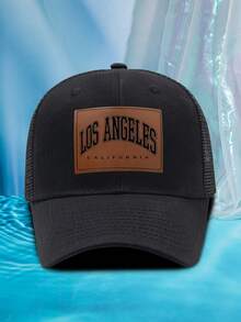 1pc Men's Personalized Leather Patch BOSTON Laser Slogan Casual Outdoor Fashion Breathable Adjustable Hard Top Baseball Mesh Cap, Suitable For Daily Wear - E - View 17