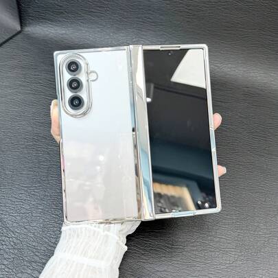 1PC Plated Clear Foldable Phone Case Compatible With Samsung Galaxy Z Fold 7 Fold 6 : Hinge Protection, Full-Body Shockproof, Slim Fit Cover