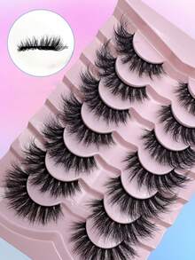7 对女士自然交叉浓密凌乱 3D 多层卷曲爆炸睫毛嫁接 - 濃密款 - 查看 2