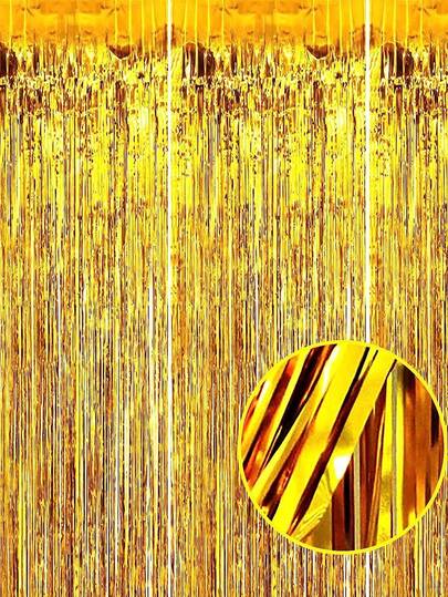 1 pièce Rideau à franges en feuille métallique argentée pour décoration de photobooth de fête, mariage, remise de diplôme, anniversaire, carnaval