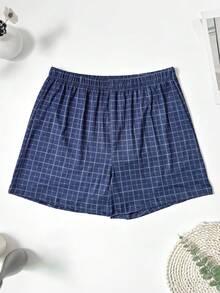 4 件套男士格子印花宽松舒适睡衣短裤，透气松紧腰平角内裤，多种颜色套装 - 彩色 - 查看 7