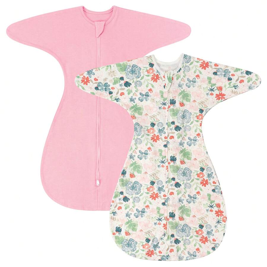 2 件套纯棉过渡襁褓可穿戴婴儿毯，带双向拉链