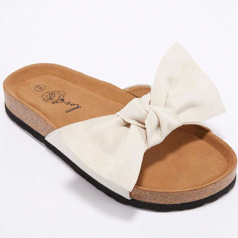 Womens Slip On Flip Flops Ring Toe Strappy Summer Gladiator Flat Sandals - 米色 - 查看 1