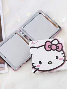 1pc Foldable Makeup Mirror, Portable Handheld Cartoon Square Compact Mirror, Cute Gift - Multicolor - View 4
