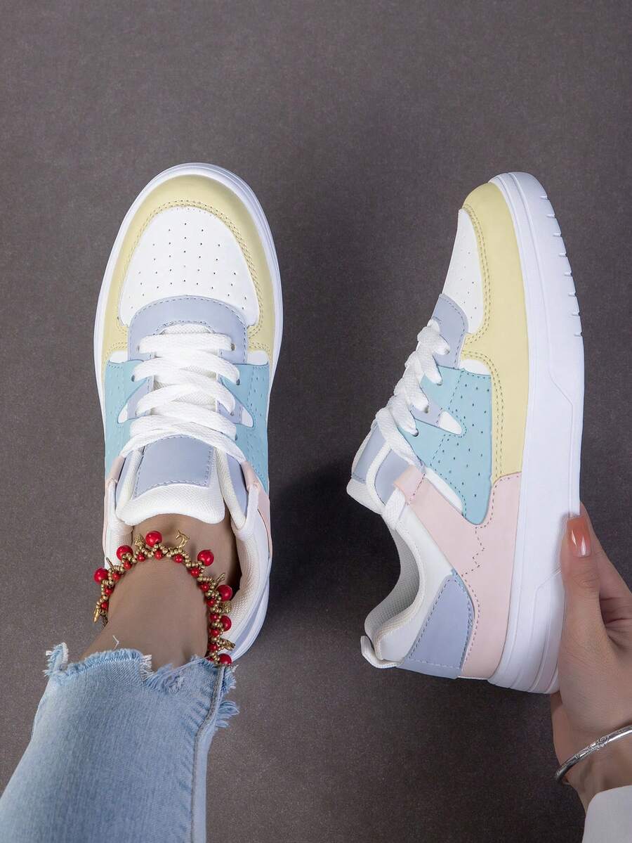 BAOLIANGXIONG Lady's Sneaker Walking Style Shoes Women's Casual Shoes Outdoor White Sneakers - 白黃月 - 查看 1