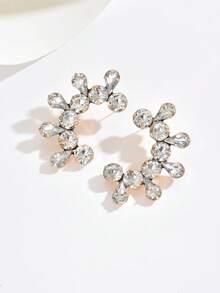 1 对时尚简约百搭创意耳钉，几何圆形和水滴形金属亚克力组合不对称耳环，适合女性日常佩戴、节日、派对、聚会、宴会 - 金黃色+白色 - 查看 3