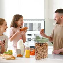 Recipiente hermético para alimentos, reutilizable, con tapa de plástico, organizador para cereales (1 unidad x 2,8 L - Verde cristal)