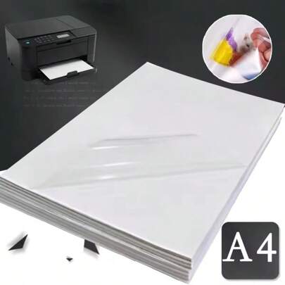 50 hojas A4 100% papel autoadhesivo transparente, papel para pegatinas de vinilo apto para impresoras de inyección de tinta y láser, resistente al agua, resistente a los arañazos, removible | Tema de fantasía, decoración de ventanas | Efecto transparente | Superficie lisa | Pegatinas de garabatos de Halloween | Decoración navideña