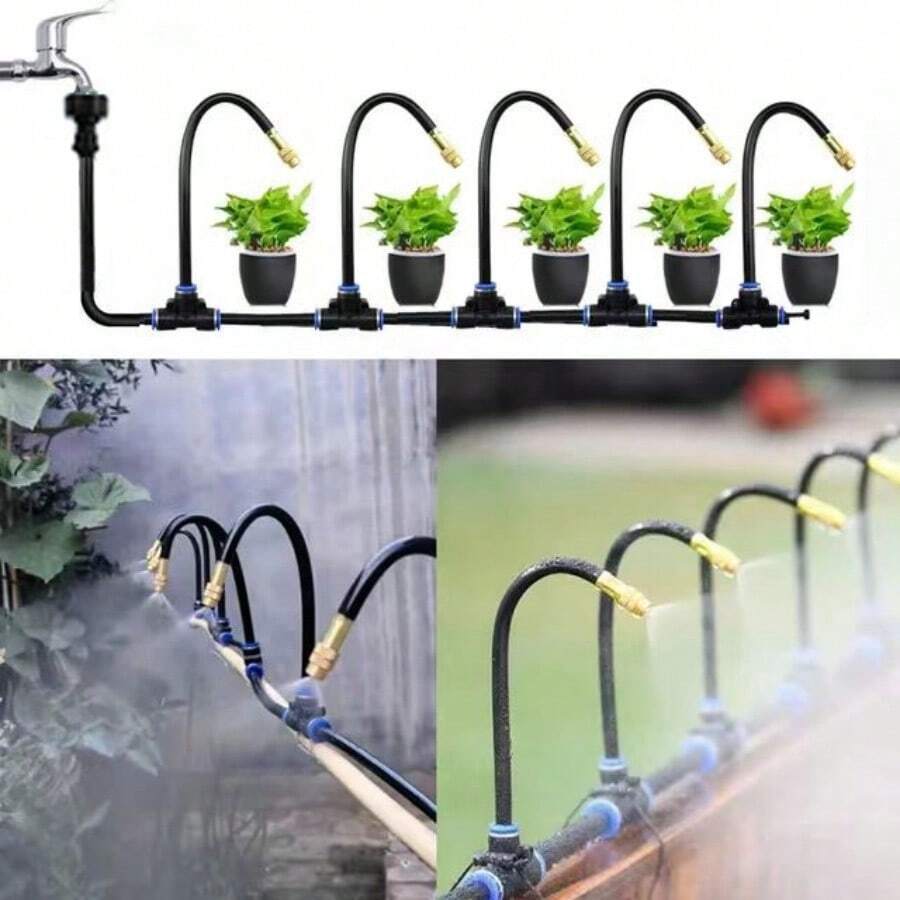 Kit De Irrigação Mangueira 5 Metros Para Jardim Aspersão Automático Com Gotejador Ajustável