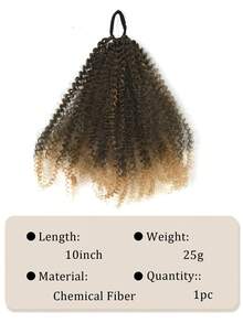 Summer 1-Pack African Shaggy Bun African Curly Natural Hairstyle For Synthetic Short Hair Extensions Ponytail (Natural Black, Afro 8-10 Inch) - Multicolor - View 14