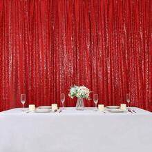 2pcs Red Sequin Curtain, Party Backdrop Decor, Birthday Party Supplies, Backdrop Banner, Reusable For Home Decor, Wedding, Baby Shower, Suitable With Metal Arch Frame And Balloons, Timeless Shiny Backdrop, Mexican Party Decor - Red - View 13