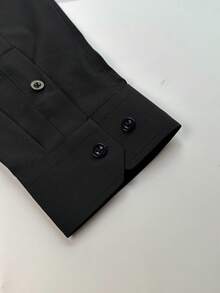 Men's Casual Western Cowboy Long Sleeve Shirt - Black - View 8