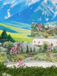 1 Roll Small Town Landscape & House PET Decorative Tape, Suitable For Scrapbooking, DIY, Photo Album, Planner - Multicolor - View 6