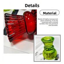 1 Stück Glas Kristall Kerzenhalter - Rot/Grün/Transparent - Doppelnutzung Kerzentasse mit Basis - Raumdekoration Kerzenhalter - Kreativ geschnitzter Kerzenbasis - Doppelnutzung Kerzentasse, romantischer Kerzenhalter für den Esstisch, geeignet für Winter, Feiertage, Feste, Weihnachtsdekoration, Weihnachtsgeschenke, Lobby & Wohnzimmerdekoration - Hochzeitskerzenhalter - Saunaatmosphäre Kerzenbasis