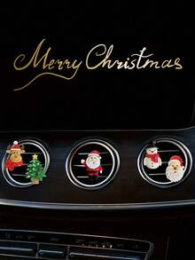 全新圣诞汽车出风口夹圣诞主题圣诞老人汽车空调装饰胶带，圣诞老人圣诞汽车出风口夹 - 适用于节日车辆内饰装饰