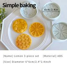 3 件套复古经典饼干、巧克力夹心饼干、果酱饼干切割机、婚礼、生日、家庭 DIY 烘焙工具、印章饼干压模、夹心饼干、果酱饼干切模、柱塞饼干模具、软糖模具、甜点模具 - 淺灰色 - 查看 17