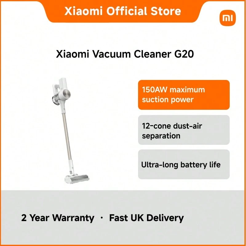 Xiaomi Vacuum Cleaner G20 – 460W Powerful Cordless Stick Vacuum With LED Electric Brush, 0.6L Dustbin, Wall Mount Storage & 25.2V Battery, Ideal For Deep Home Cleaning - UK Plug(220-240V) - View 1