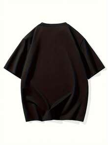 Soft Plus Size Mens Alphabetic Graphic Print Tees - Comfort Fit, Slight Stretch Knitted Fabric, Casual Summer Crew Neck T-Shirts for Adults