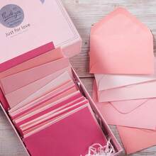 Pack Envelopes With Note Cards In 5 Colors Wedding, Birthday, Showers, 4 X 2.Inches (Pink) - 粉色 - 查看 4