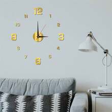 Simple Illuminated Digital Clock, European Style DIY Silent Wall Clock, Suitable For Study Room And Living Room, No Drilling Required, Wall-Mounted Clock