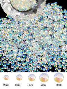 2000/800/400颗/包 树脂水钻,2mm-6mm 透明 AB 平底美甲钻,适用于 DIY 手工艺品、美甲作品、DIY 美甲装饰、美甲配件、手机壳、鞋子、衣服、工艺装饰、美甲宝石、美甲用品 - 無色 - 查看 2