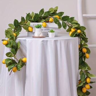 1pc Vibrant Artificial Lemon Garland/Rattan - Eucalyptus Leaf And Yellow Lemon,Artificial Flowers,Fake Flowers,Artificial Plants,Artificial Decorations, Home Decor,Bedroom Decor ,Party Supplies,House Decor,Decor Home,Summer Plant,Boho Decor