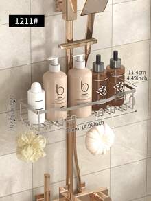 1pc Bathroom Shower Caddy, Hanging Storage Basket With Hooks, Bathroom Faucet Organizer Rack For Storing Bathroom Supplies And Accessories