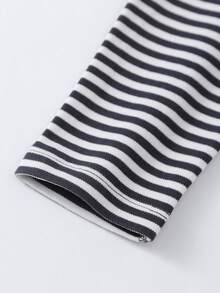 Annil Children's Clothing For Girls, Girls, Boys, Boys, Middle-Aged And Young Children, Teenagers, Mid-Neck Long-Sleeved Base, Autumn Clothes And Pants, Home, Mountain Print, Contrasting Color Striped, Warm Clothes, Solid Color Warm Pants, Winter - Royal Blue - View 8