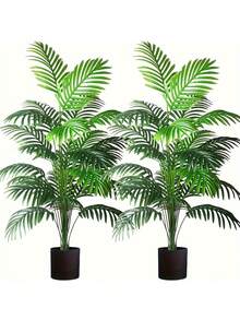 1 pieza Planta artificial grande de 120cm, Árbol de palma falso, Hojas de palma tropical, Imitación de árbol de palma, Árbol alto, Toque realista para interiores, Hojas de bambú con caparazón de tortuga de plástico, Adecuado para decoración del hogar, cocina, exterior, oficina, maceta no incluida - Multicolor - Ver 8