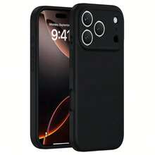 Ốp lưng điện thoại iPhone 17 Pro bằng silicon lỏng có [Bảo vệ toàn diện camera] [Lớp lót sợi siêu mịn chống trầy xước], Ốp lưng điện thoại màu trơn siêu mỏng chống sốc, tương thích với iPhone 17/16/15/14/13/12/11 Pro Max Plus - màu đen - Xem 11