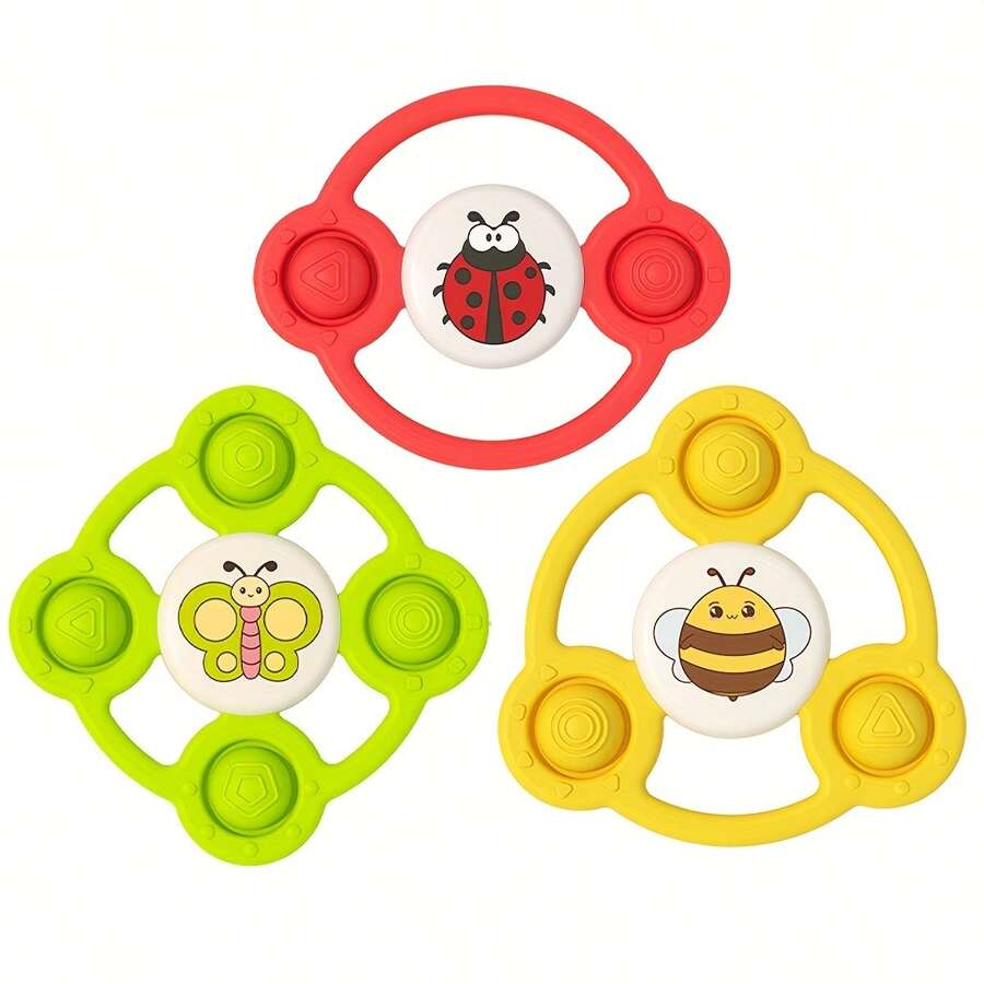 Baby Suction Cup Gyro Toy, Insect Spinning Toy, Insect Cognition Toy, Fingertip Press Ball, Sensory Education Toy, Outdoor Toy With Suction Cup, Puzzle Toy Suitable For Multiple Scenarios