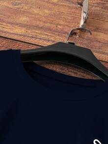 Bow Print Loose Fit Short Sleeve T-Shirt, Spring/Summer - Navy Blue - View 4