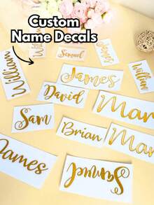 Pegatinas de etiquetas personalizadas con nombre, pegatinas de vinilo con texto para botellas de agua de vidrio, decoración de boda personalizada, fuentes de vinilo, etiquetas de vinilo, pegatinas para pequeños negocios - Multicolor - Ver 3