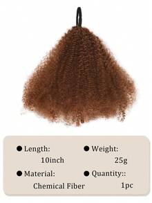 Summer 1-Pack African Shaggy Bun African Curly Natural Hairstyle For Synthetic Short Hair Extensions Ponytail (Natural Black, Afro 8-10 Inch) - Multicolor - View 16