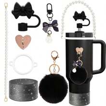 兼容 马克杯配件套装、40 盎司马克杯配件、吸管盖配件和保温马克杯配件，让您的马克杯更加美观，是送给女性的独特礼物。 - 彩色 - 查看 8