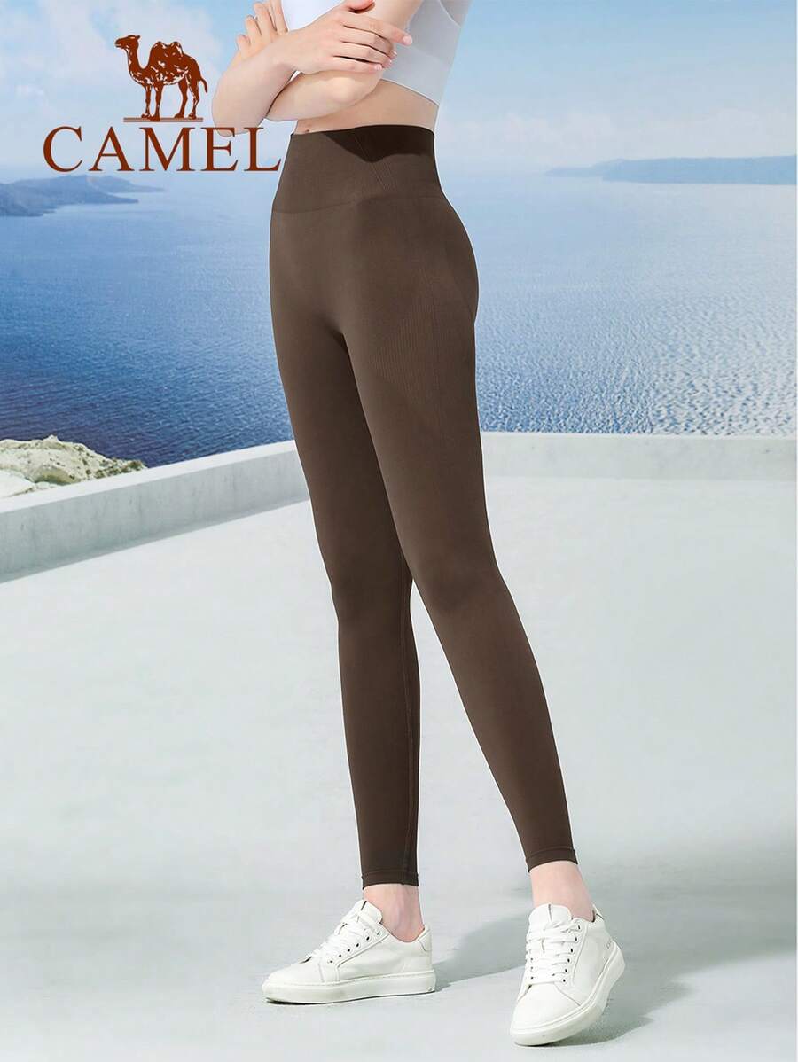 CAMEL CROWN Pantalones de yoga con protección solar para mujeres, malla elástica transpirable de cintura alta con ajuste ceñido para correr