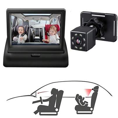 Monitor de bebé para coche con cámara de visión nocturna HD