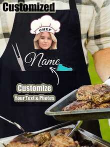 1 pezzo Grembiule personalizzato con testo e foto personalizzata, grembiule impermeabile, grembiule da cucina divertente personalizzato, personalizza testo, grembiule da chef, regalo ideale per anniversari, regalo unico per donne, chef, mamma, papà, marito, fidanzata, fidanzato, regalo per matrimoni per lui, regalo per lei, stampa grafica