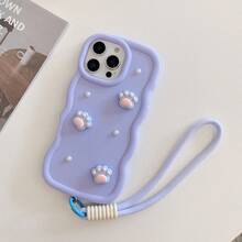 (With Lanyard) Cute DIY Faux Pearl Phone Case + Macaron Phone Case + Wrist Strap, Compatible With IPhone 17 Pro Max/16 Pro Max/15 Pro Max/14 Pro Max/13 Pro Max/12 Pro Max/11 Pro Max/XS Max/7/8 Plus, Honor, Waterproof Shockproof Anti-Fall Scratch Resistant - Dusty Purple - View 2