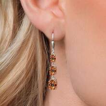 Gem Stone King 3-Stone Leverback Drop Dangle Earrings Women |   925 Sterling Silver |   Gemstone Birthstone |   Oval 8X6MM 7X5MM And 6X4MM |   Fine Jewelry Gifts Her Mom Women Wife - 狂喜神秘黃玉 - 查看 3