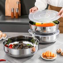 大号不锈钢搅拌碗（无盖） - 防锈、深而宽，适合揉面、做意面、洗菜、煲汤 | 现代厨房必备用品，厨房好帮手