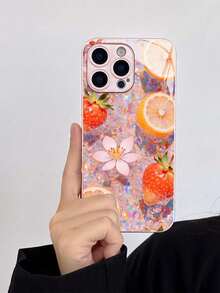 Carcasă de telefon roz, cu model strălucitor, cu halou, cristalin, flori de cireș colorate, gradient strălucitor, compatibilă cu 16 Pro Max/15 Pro/14/13/12 Pro/11/XS Max, Galaxy S25 Ultra/S24/S23/S22 Plus/A54/A55, Redmi Note 13 Pro/14 Pro, 13T Pro - Roz - Vizualizare 7