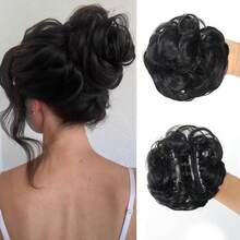 1pc Natura Hair Ball Real Messy Curly Wig Flower Bud Clip Easy Clip In Hair Suitable For Weddings Parties Daily Use Women's Hair Extensions - Black - View 9