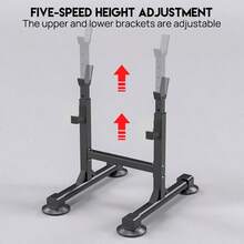 Adjustable Squat Rack - 40x40mm Steel Frame (1.0mm) | 5-Level Height/ Length Adjustment, 120kg Load | Home Gym Power Rack - Black - View 5