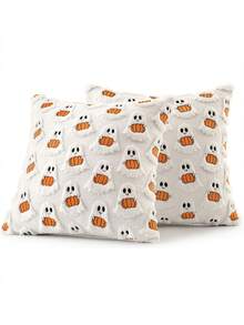 1 件可爱鬼魂提花枕套，万圣节装饰，45x45 厘米靠垫套，不含枕芯，适用于客厅沙发、卧室床头板装饰，很棒的礼物