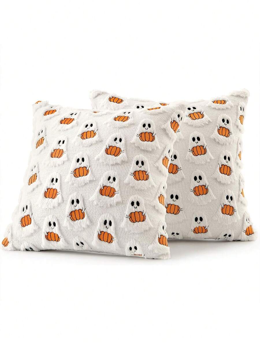 1 件可爱鬼魂提花枕套，万圣节装饰，45x45 厘米靠垫套，不含枕芯，适用于客厅沙发、卧室床头板装饰，很棒的礼物